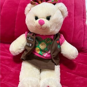 Build a bear Girl Scouts white bear in brownie outfit and skirt BAB